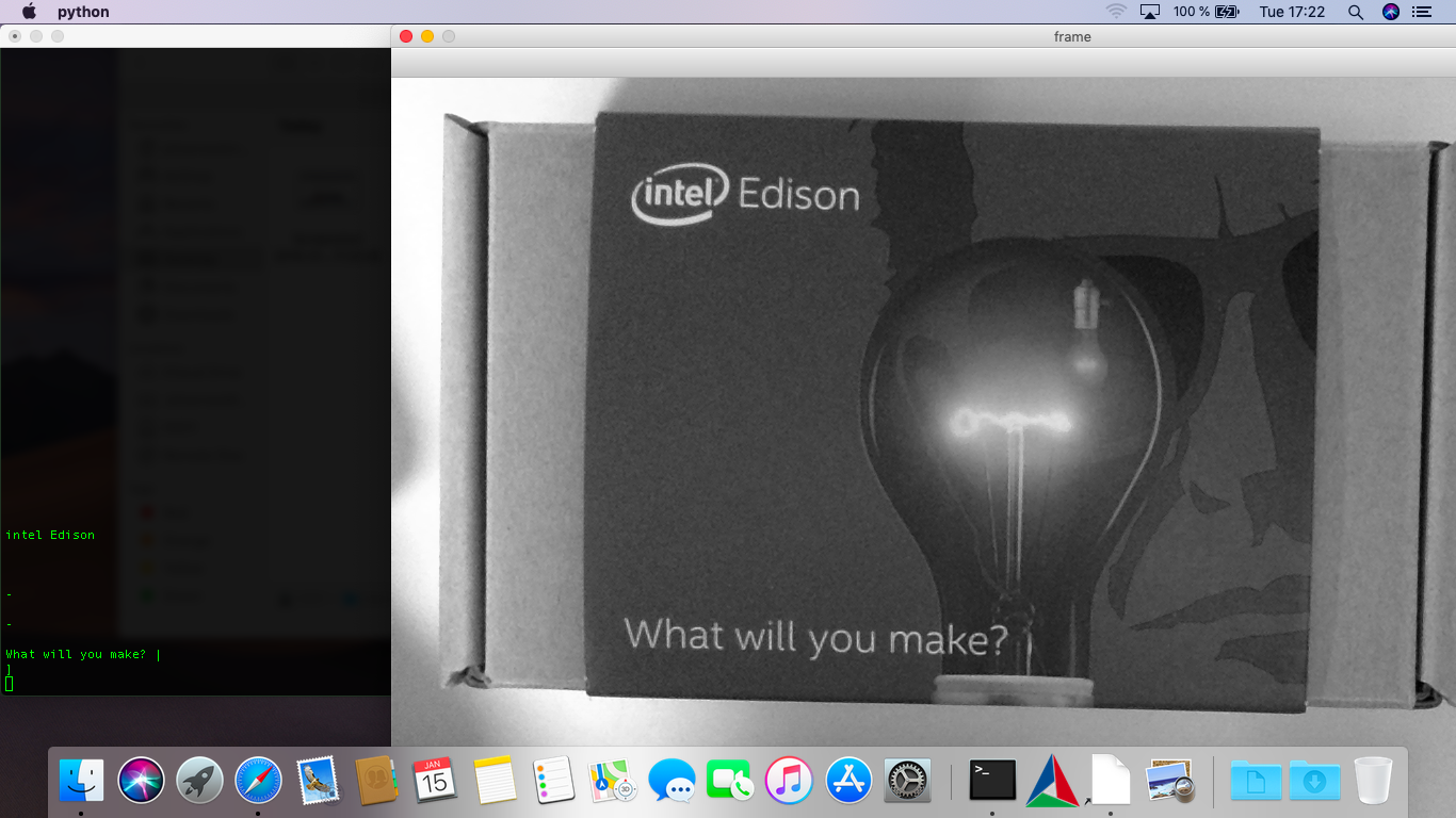 tesseract is detecting the label of a product package: intel Edison